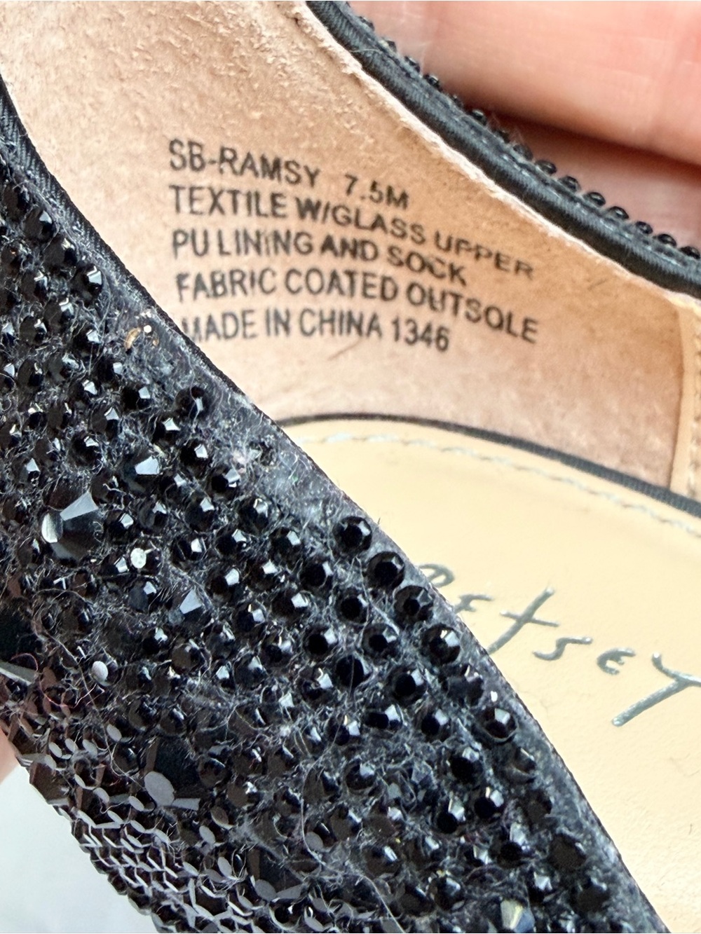 Betsey Johnson Ramsy Black Rhinestone Ankle Strap Pumps Heels 7.5M 4” Heel - Picture 13 of 13